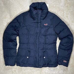 Hollister Women's Navy Down-Filled Puffer Jacket Small